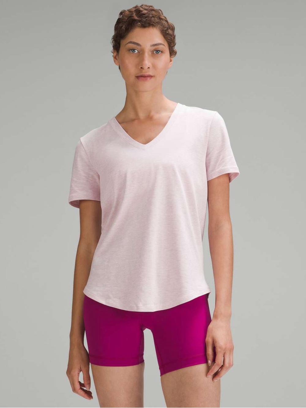 Lululemon Love V-Neck Tee - VGUC - size 12 - Heathered Meadowsweet Pink